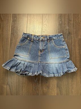 Y2K‎ Zana Di Denim Ruffle Pleated Mini Skirt Youth 14
